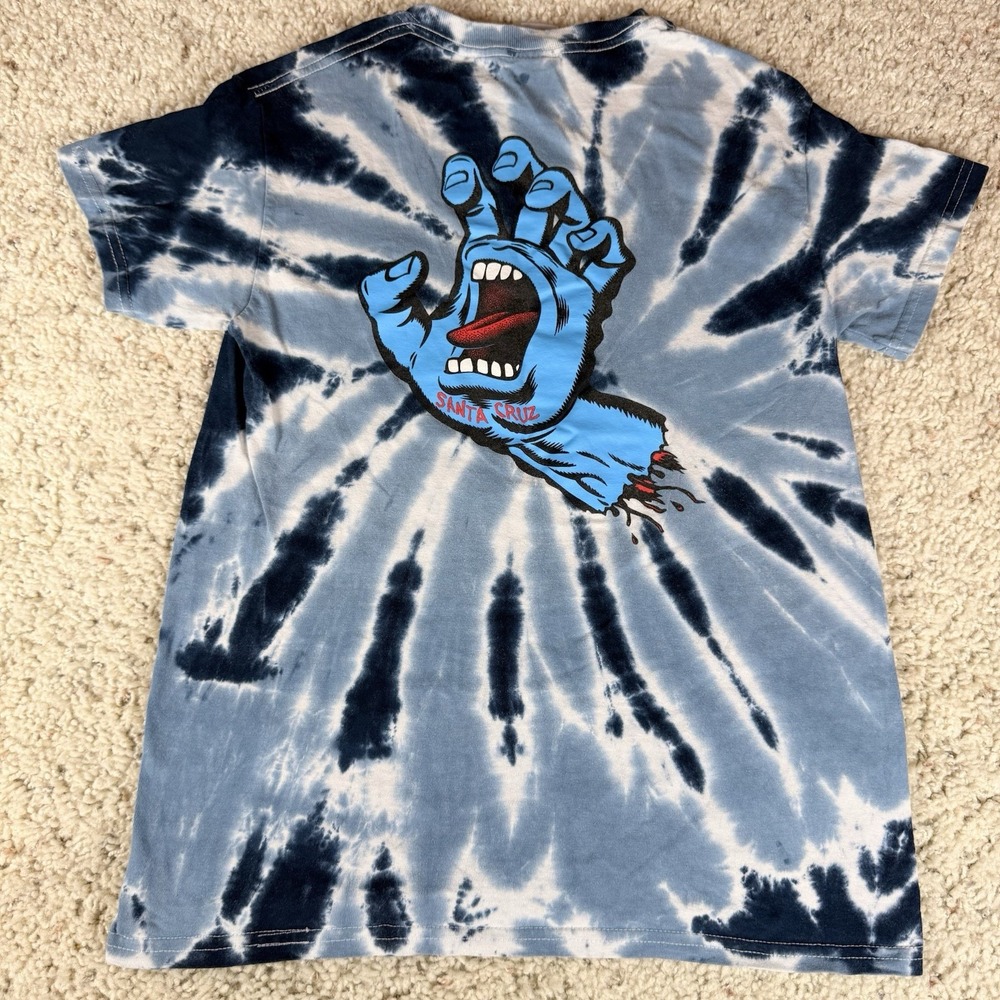 Santa Cruz Speed Wheels Shirt - Mens Small Tie Dye Short Sleeve - Screaming Hand